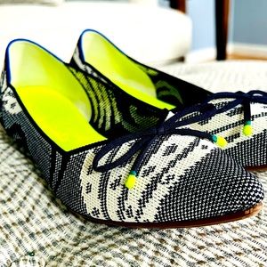 Rothy’s Navy and Lime green point. Size 10.